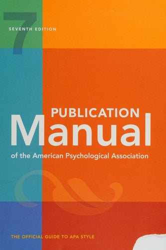 Publication Manual (Official) 7Th Edition Of The American Psychological Association
